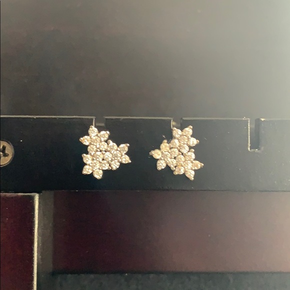 Jewelry - Sterling Silver Cubic Zirconia Flower Earrings